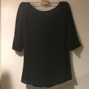 BANANA REPUBLIC BLACK SHEER OPEN BACK BLOUSE SZ S